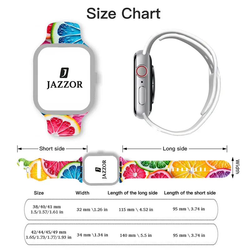 Fruit Story Soft Silicone Band for Apple Watch 9 8 7 6 5 Ultra SE Size 38 40 41 42 44 45 49mm Strap Suitable for All iWatch