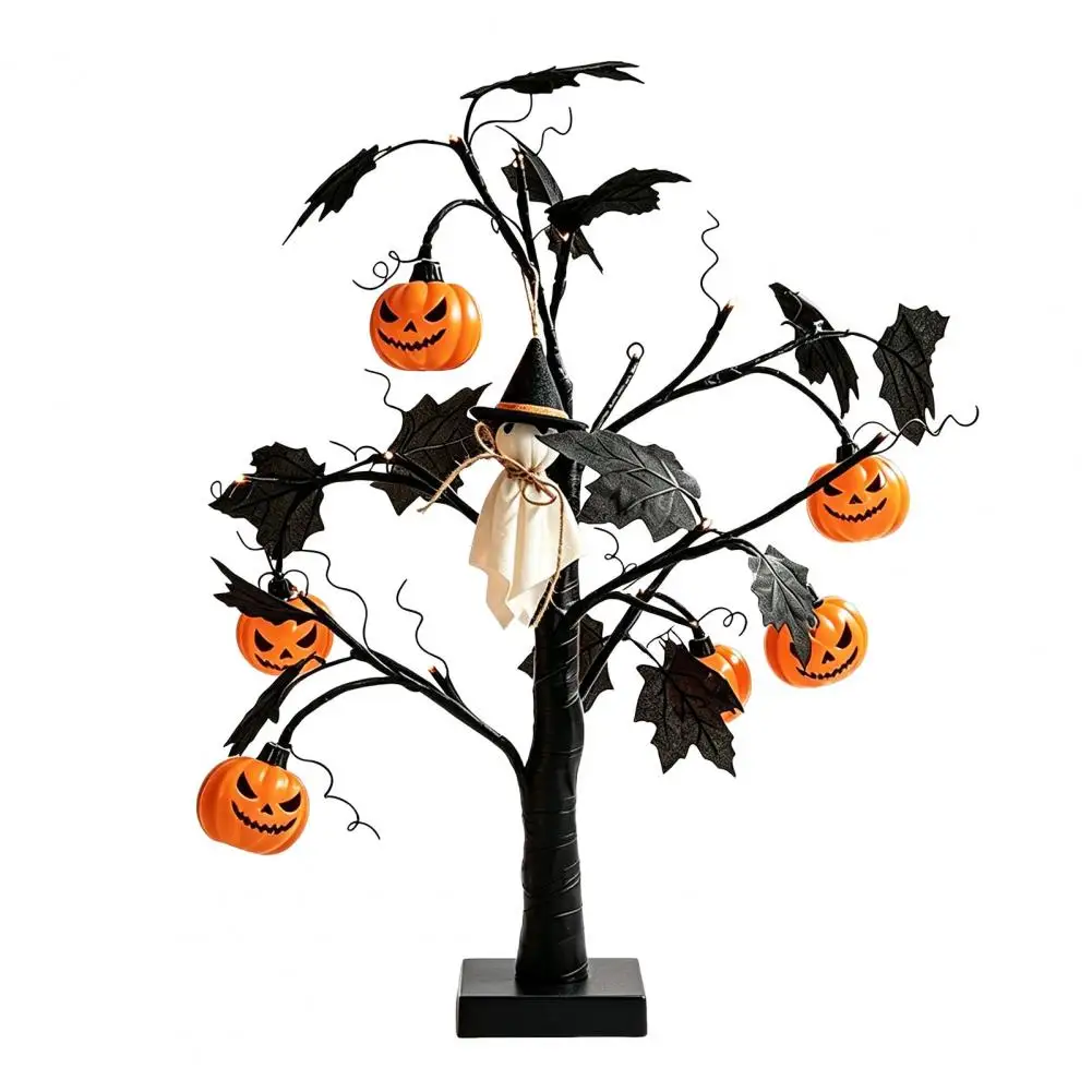 Halloween Tree Lights Indoor Halloween Decorations Halloween Led Tree Light with Ghost Eyeball Pumpkin Spider for Indoor