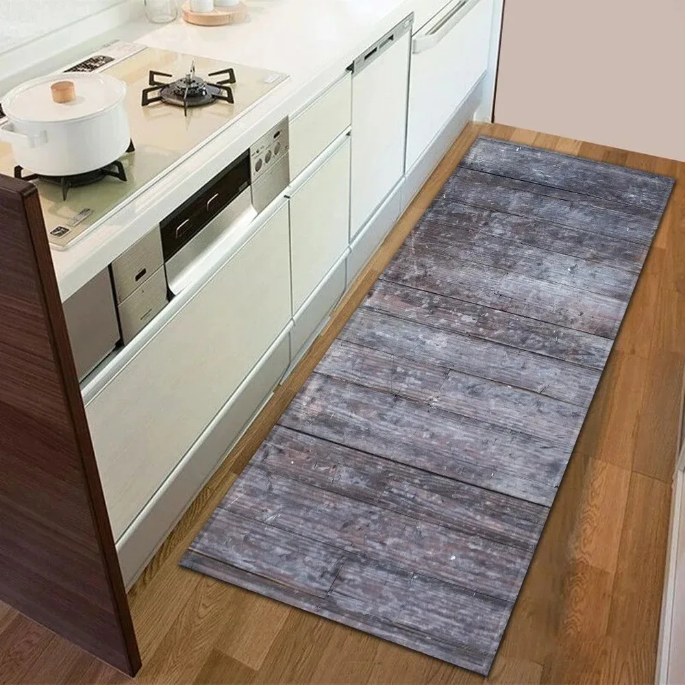Nordic Kitchen Mat Bedroom Entrance Doormat Home Hallway Floor Decoration Living Room Carpet Wood Grain Bathroom Anti-Slip Rug