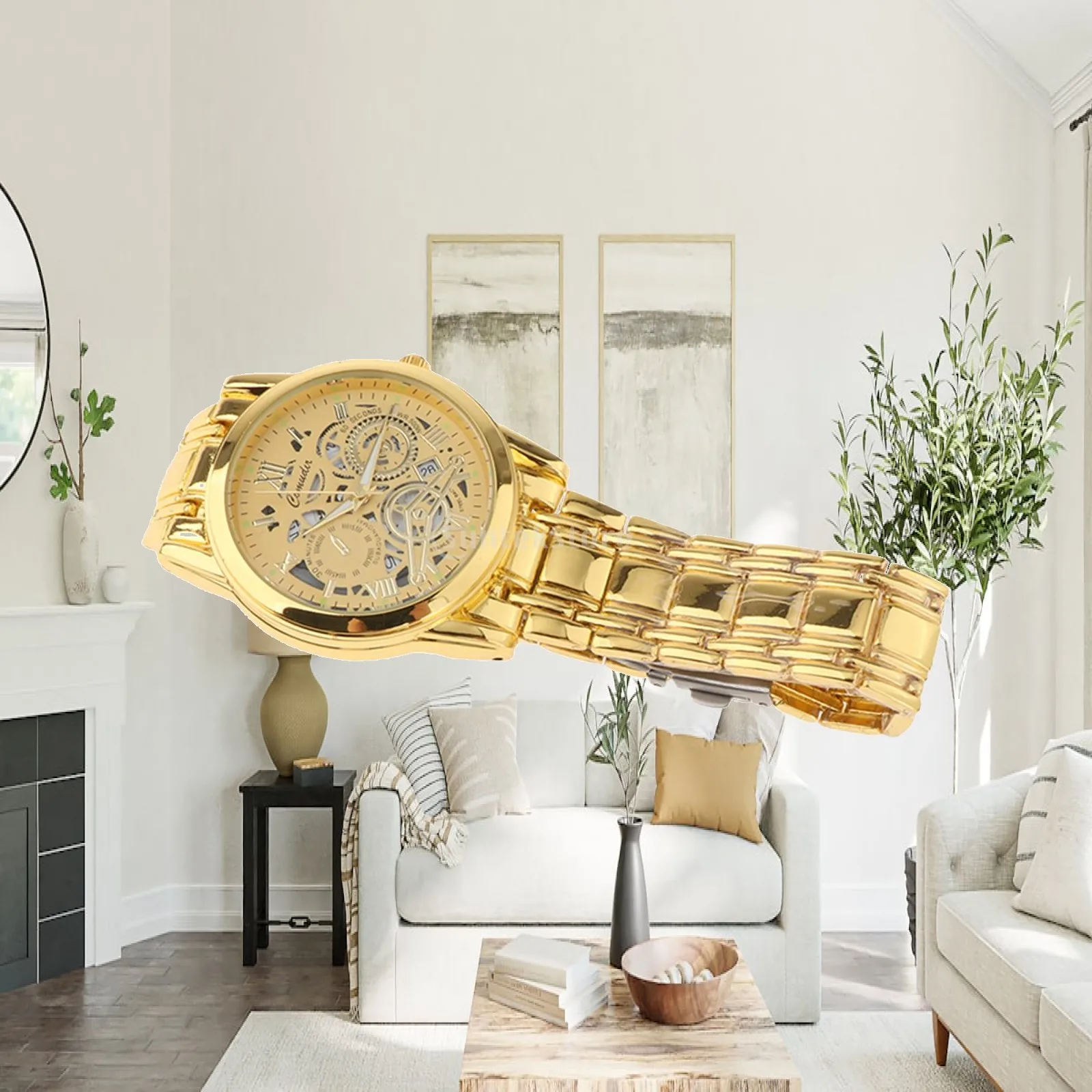 

Male Wrist Watch 40mm Dial Diameter Luxury Casual Business Gift Bracelet Watch for Brother Father Husband Friends Anniversary