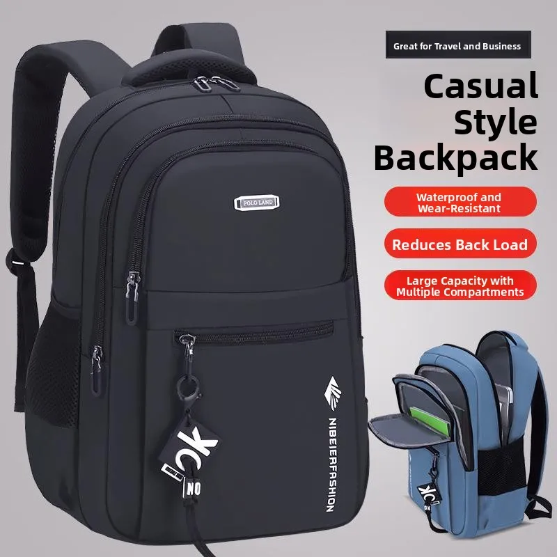 Large Capacity Casual Travel Business Men's Backpack Laptop Bag Double Shoulder Ideal for High School Junior College Students...