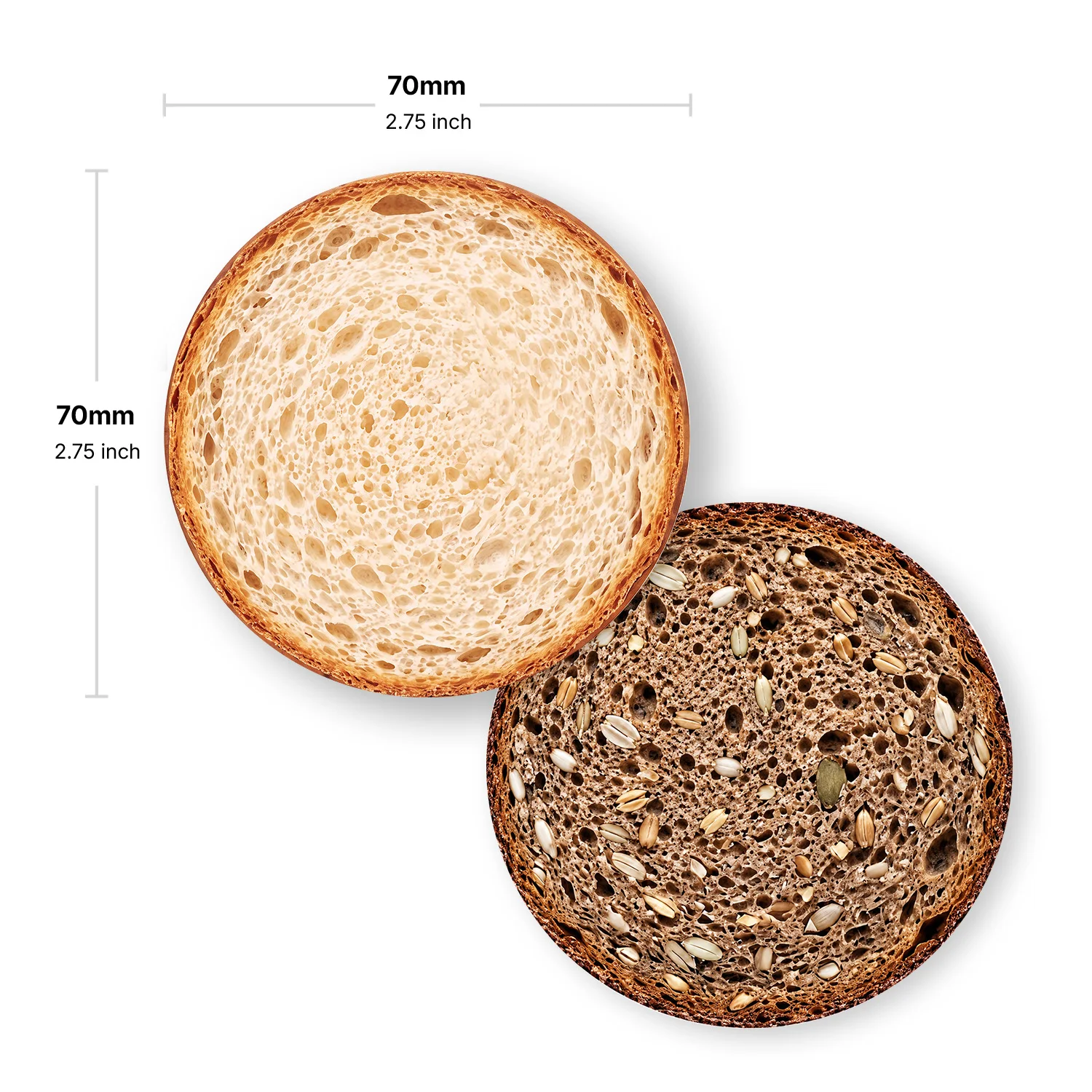 2PCS Bread Slice Self Adhesive Sticky Notes 100 Sheets Round Food Theme Memo Pads Toast Grain Design Office Stationery