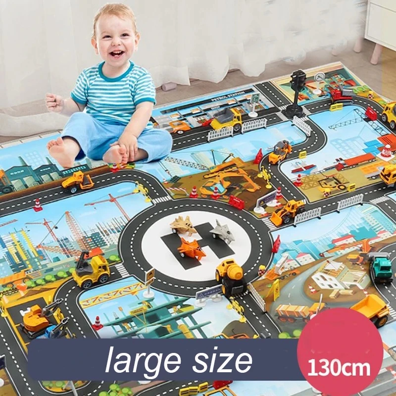 Family Interactive Game Activity Playmat Surface Waterproof Map Kids Animal Road Toy Portable Carpet Farm Road Non-Toxic Mat