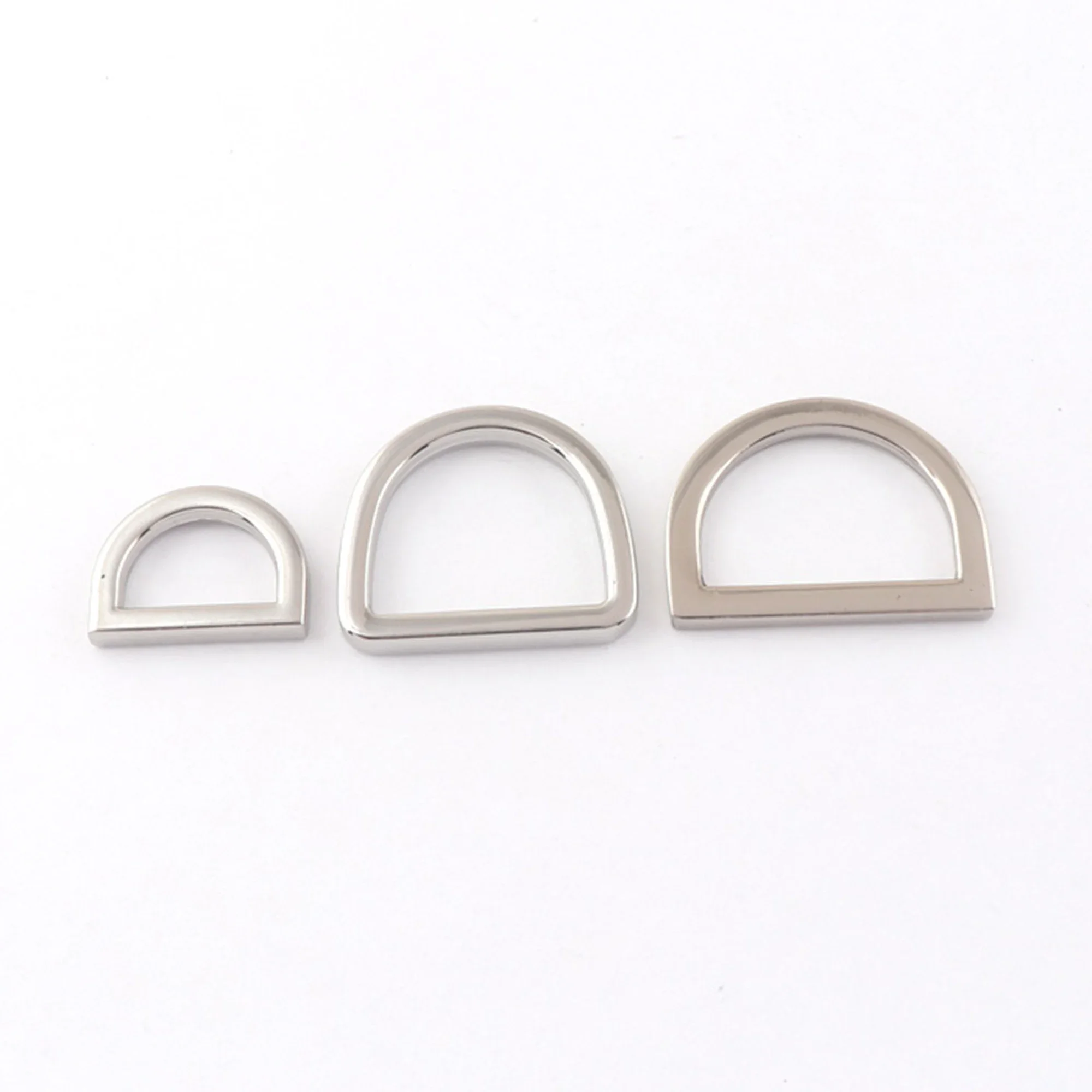 Anelli in metallo D Buckles-7mm/13mm/15mm/23mm/25mm/32mm argento mezzo anello a D, regolazione e fettuccia Connection-10pcs