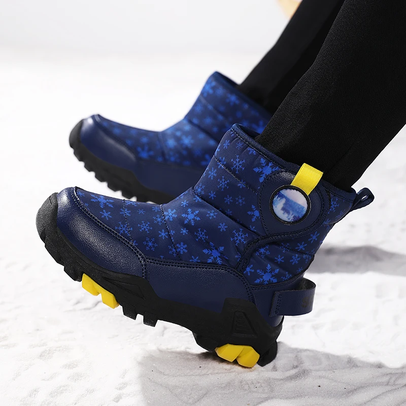أحذية رياضية شتوية دافئة ومريحة وناعمة للأطفال أحذية ركض مقاومة للثلوج أحذية جلدية كاجوال مقاومة للماء