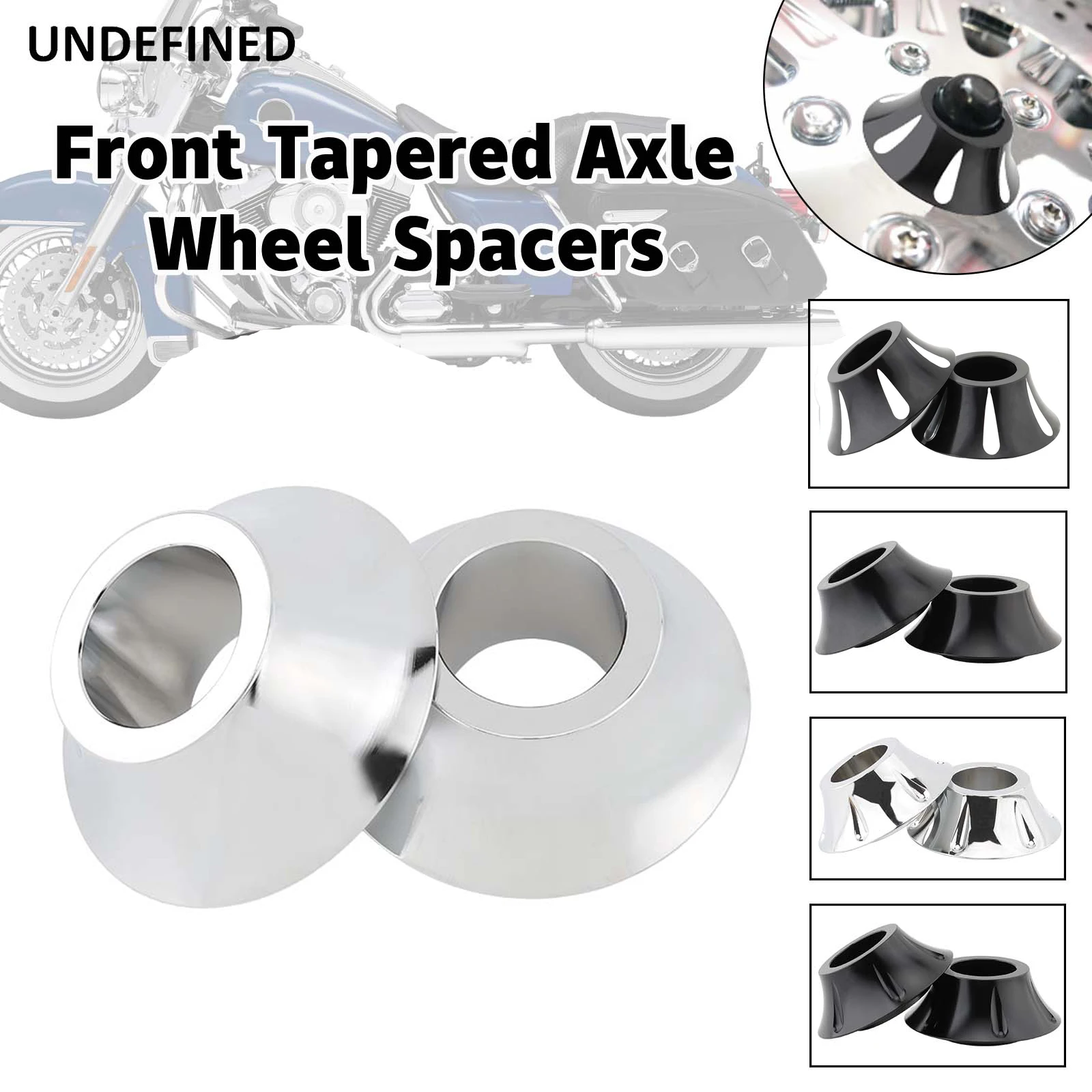 Motorcycle Chrome Tapered Front Wheel Axle Spacers For Harley Road King Electra Road Glide Street Glide Ultra Classic 2008-2024