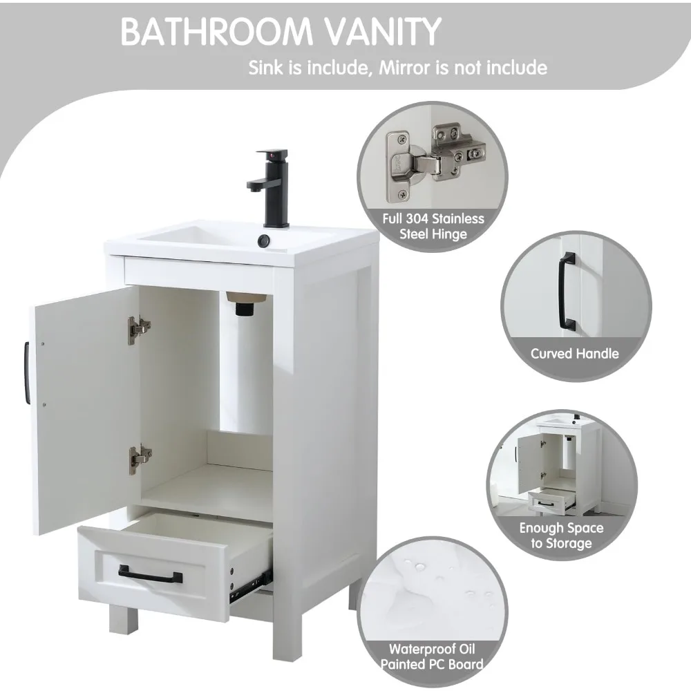 Bathroom Vanity with Sink Combo, Modern Bathroom Storage Painted Cabinet with Undercounter Ceramic Sink, Faucet and Drawers