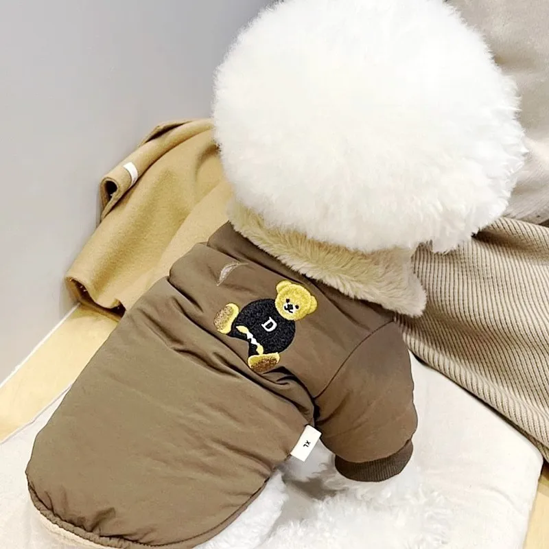 Mode Hund Unten Jacke Winter Warme Hund Kleidung Bär Druck Welpen Jacke Nette Weiche Katze Mantel Haustier Kostüme Französisch Bulldog Kleidung – Detail 7