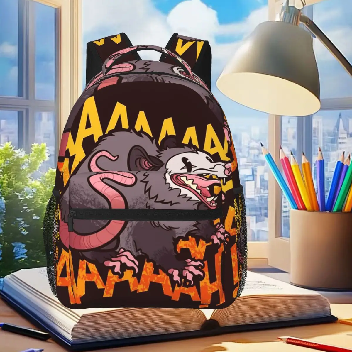 

Possum With A Wide Open Mouth Backpack Student Boys Girls BookBag Children School Bag Laptop Shoulder Bags for Men Women
