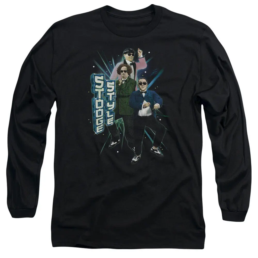 Three Stooges Long Sleeve T-Shirt Stooge Style Black Tee