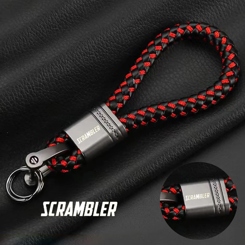 For Ducati Scrambler 400 800 1100 2008-2024 Accessories Custom LOGO Motorcycle Braided Rope Keyring Metal Keychain