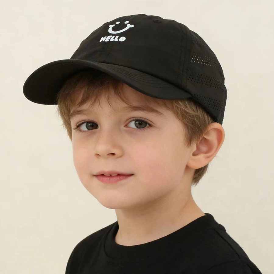 New Summer Baby Baseball Cap Adjustable Cartoon Hello Letter Sun Hats For Kid Boy Girl  Quickly-Dry Snapback Baby Hat Outdoor
