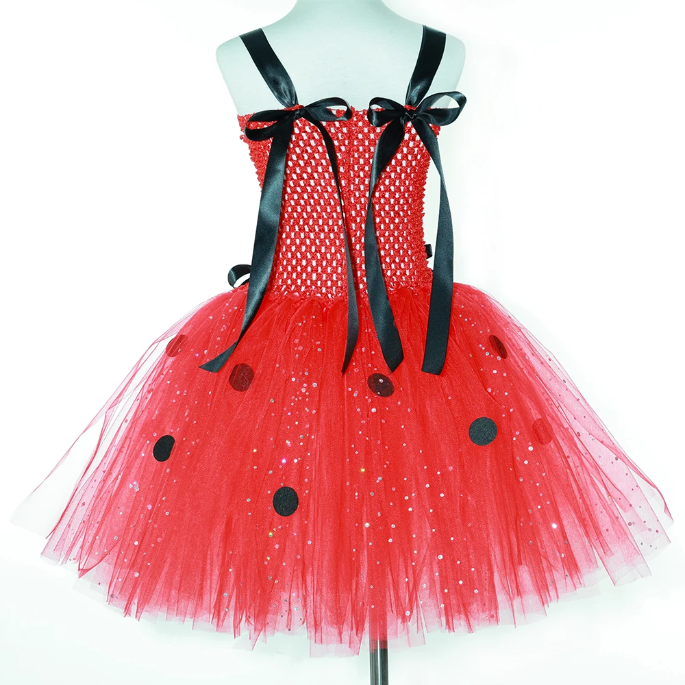 

Платье-пачка с божьей коровкой для девочек, красный костюм божьей коровки в горошек для девочек, нарядное платье для Хэллоуина, карнавала, вечеринки, одежда