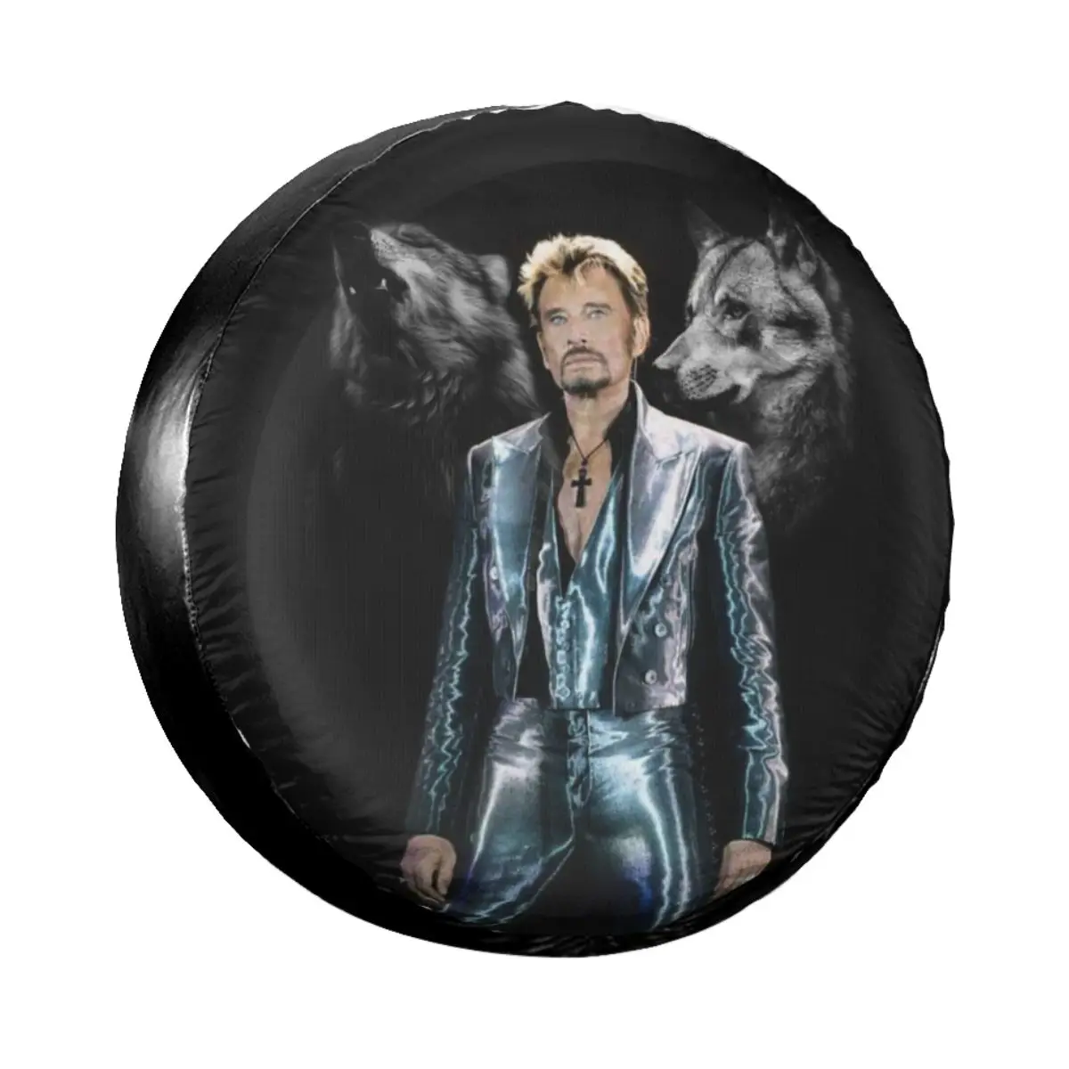 Johnny Hallyday With Wolf Spare Tire Cover for Jeep Pajero French Rock Singer Car Wheel Protectors Accessories 14