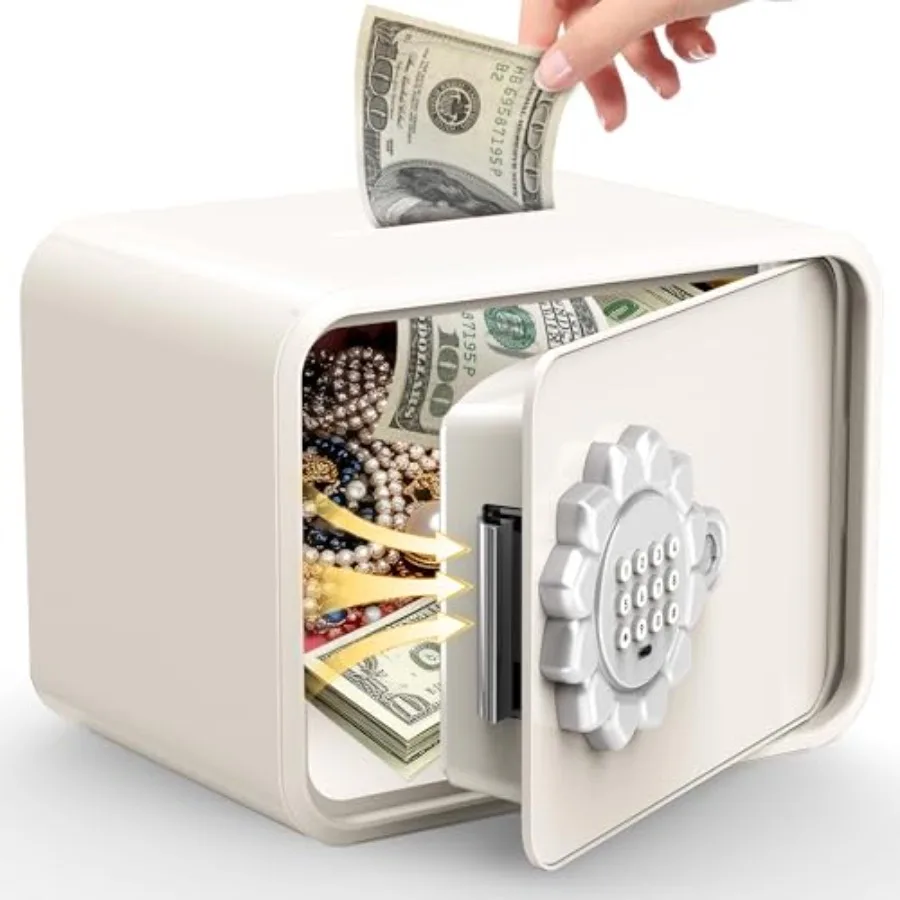 

Мини-сейф с цифровым замком и клавиатурой, небольшой сейф с автоматической дверцей и отсеками для монет/купюр для денег и ценностей