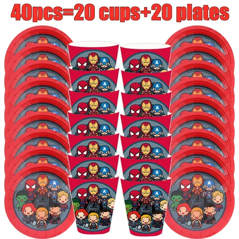 Hot Avenger Themed Tableware Set Paper Plates Cups Napkins Superhero Party Decorations Baby Shower Boys Birthday Party Supplies