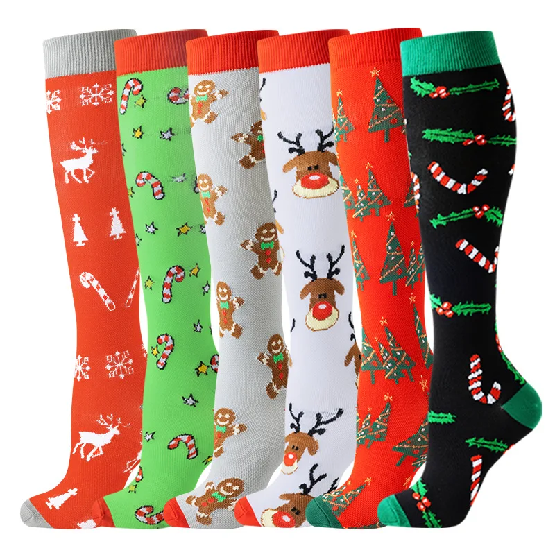 Compression Socks for Outdoor Sports Breathable Stretch Calf Pressure Leg Socks for Varicose Veins Swollen Relief Christmas Gift