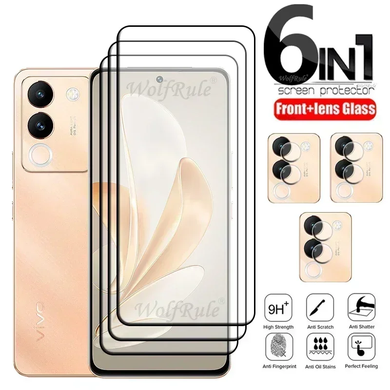 6-in-1 For Vivo V30 Lite Glass For Vivo V30 Lite Tempered Glass Full Cover Glue 9H Screen Protector For Vivo V30 Lite Lens Glass