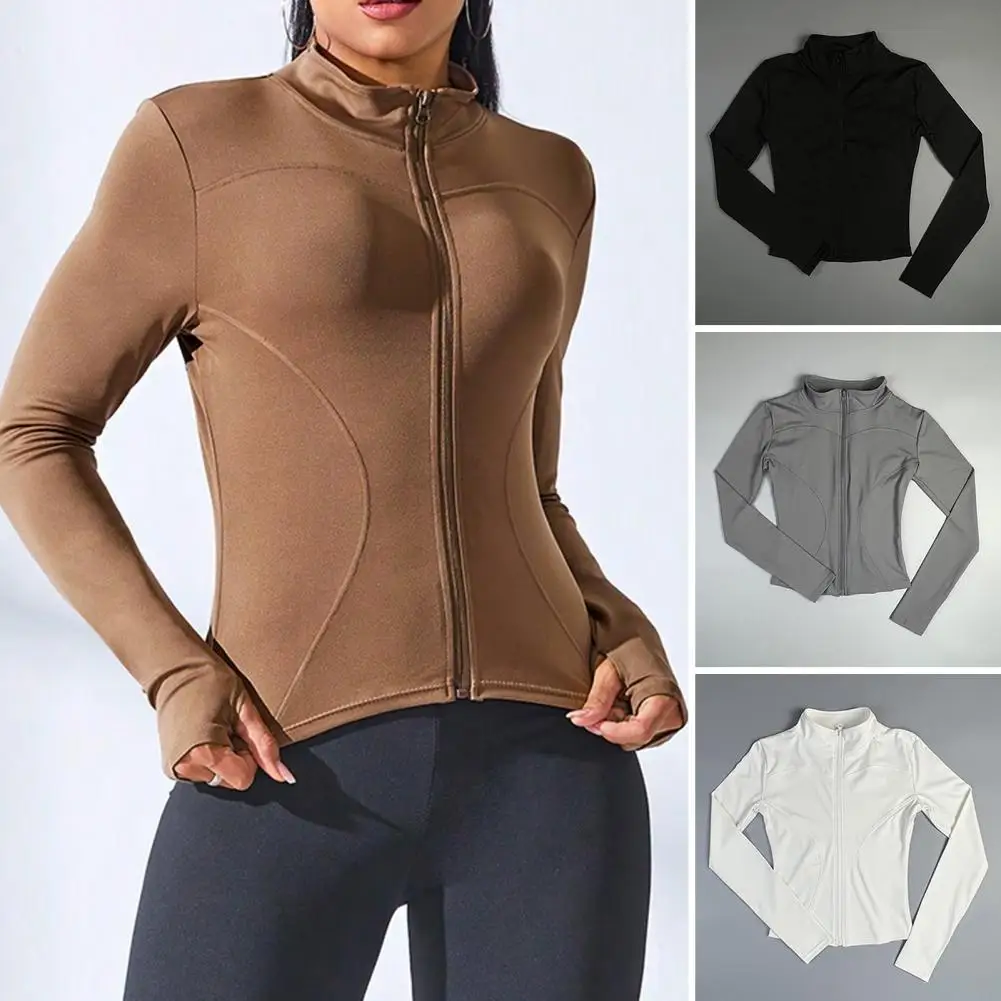 Slim Tracksuit Workout Top Female Training Jackets Zipper Long Sleeve Yoga Running Sports Coat Sports Jacket Slimming Workout