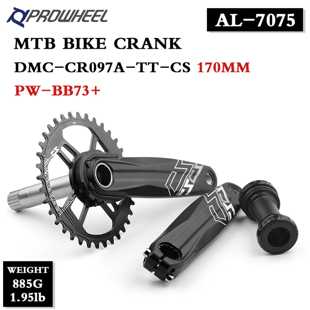 PROWHEEL Mountain Bicycle Crankset 170mm Automatic Winding Links Cranks 36T GXP Chainring With Bottom Bracket MTB Cycling Parts