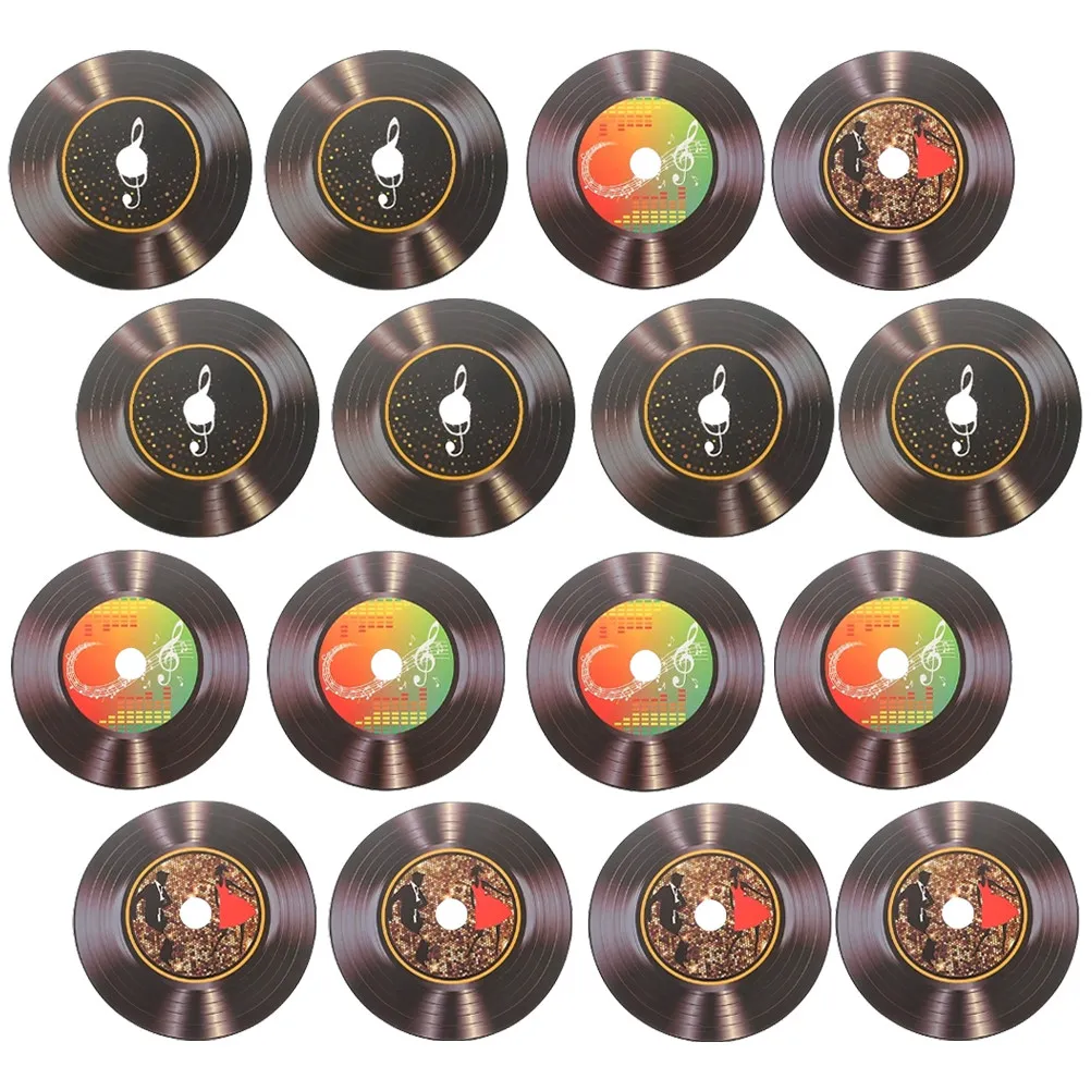 24 Pcs Paper Hanging Vinyl Record Cutouts Wall Decoration Fake Records Decorating Music Decorative Plate