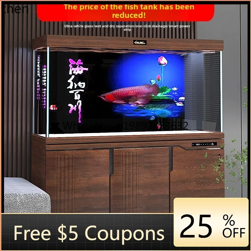 

Fish Tank Aquarium Household No Water Change Ultra-clear Bottom Filter Large Medium Living Room Screen Office Smart