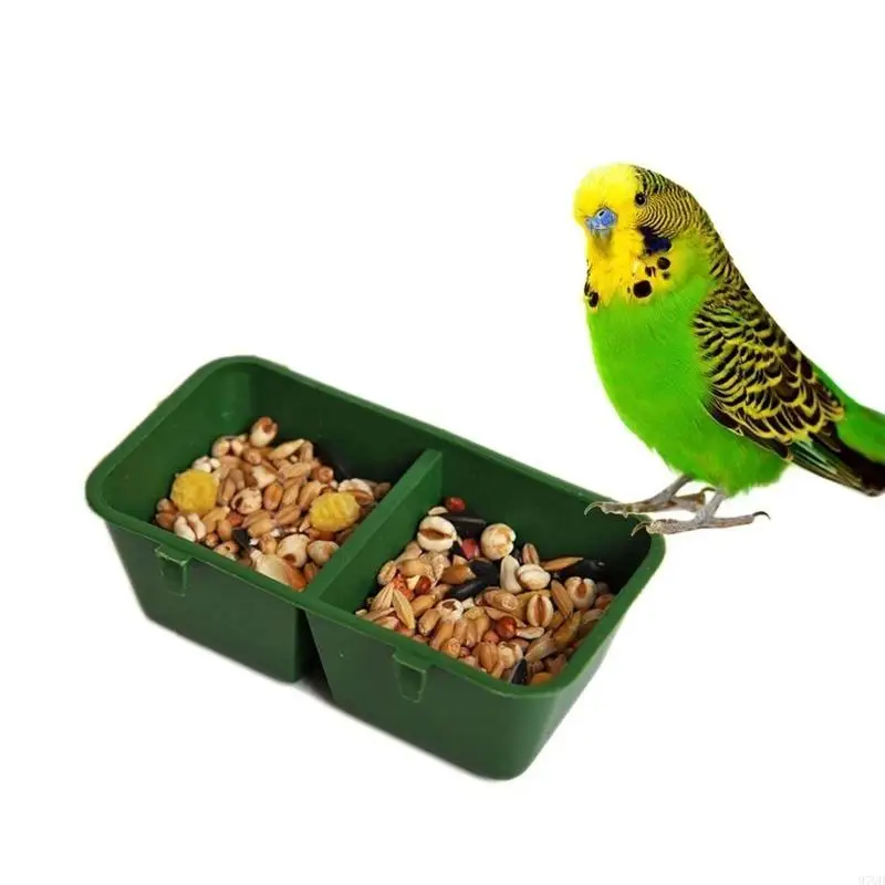 97QD Bird Feeder Cup for Cage Hanging Plastic Conjoined 2 Cups Water Feed Trays
