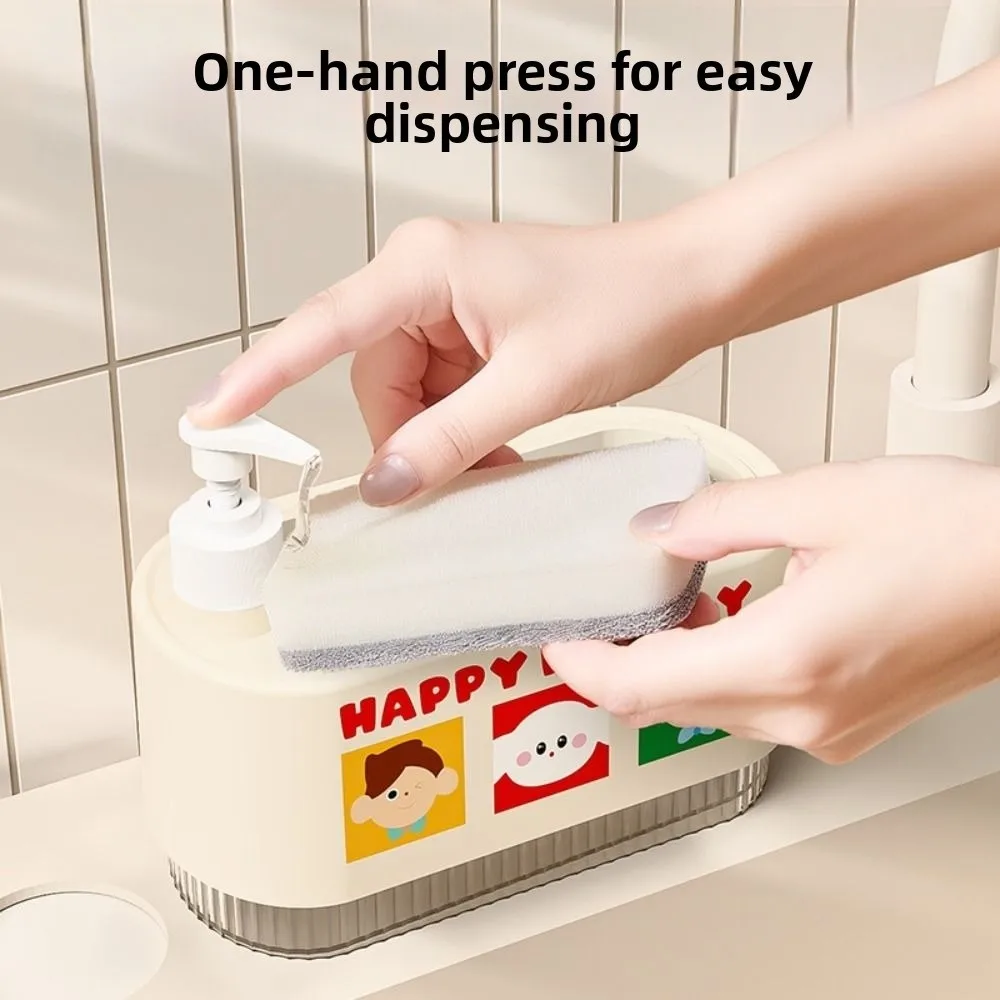 

2-in-1 Kitchen Hand Soap Dispenser Leak-Proof Press Type Manual Press Soap Box Refillable Large Capacity Liquid Soap Container
