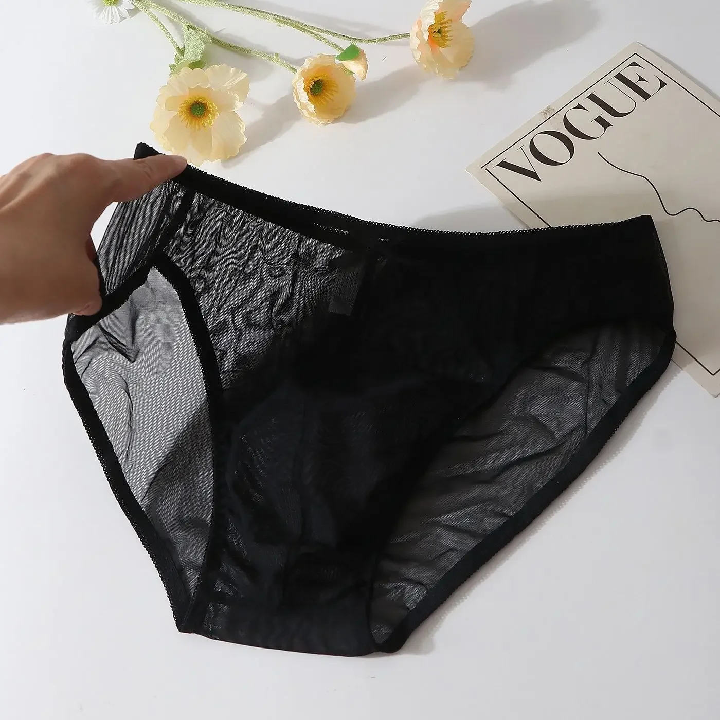 남성 여름 얇은 나비넥타이 메쉬 시스루 에로틱 팬티 브리프 라이브 쇼 댄스 개인 파티 의상