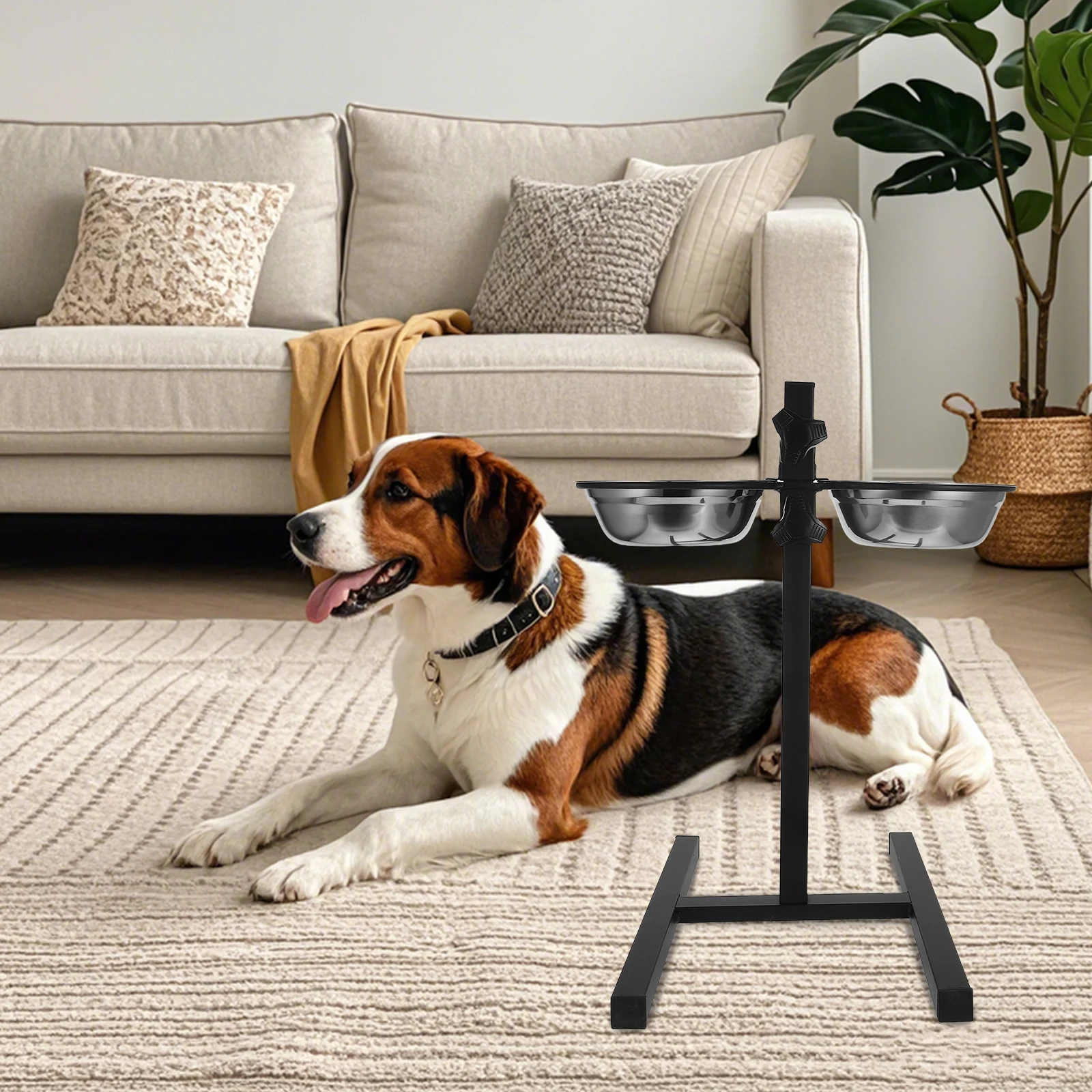 

1 set Stainless Steel Dog Bowl Black Adjustable Height Pet Feeder Food Water Bowls Durable Corrosion Treatment Deep Puppies Dog