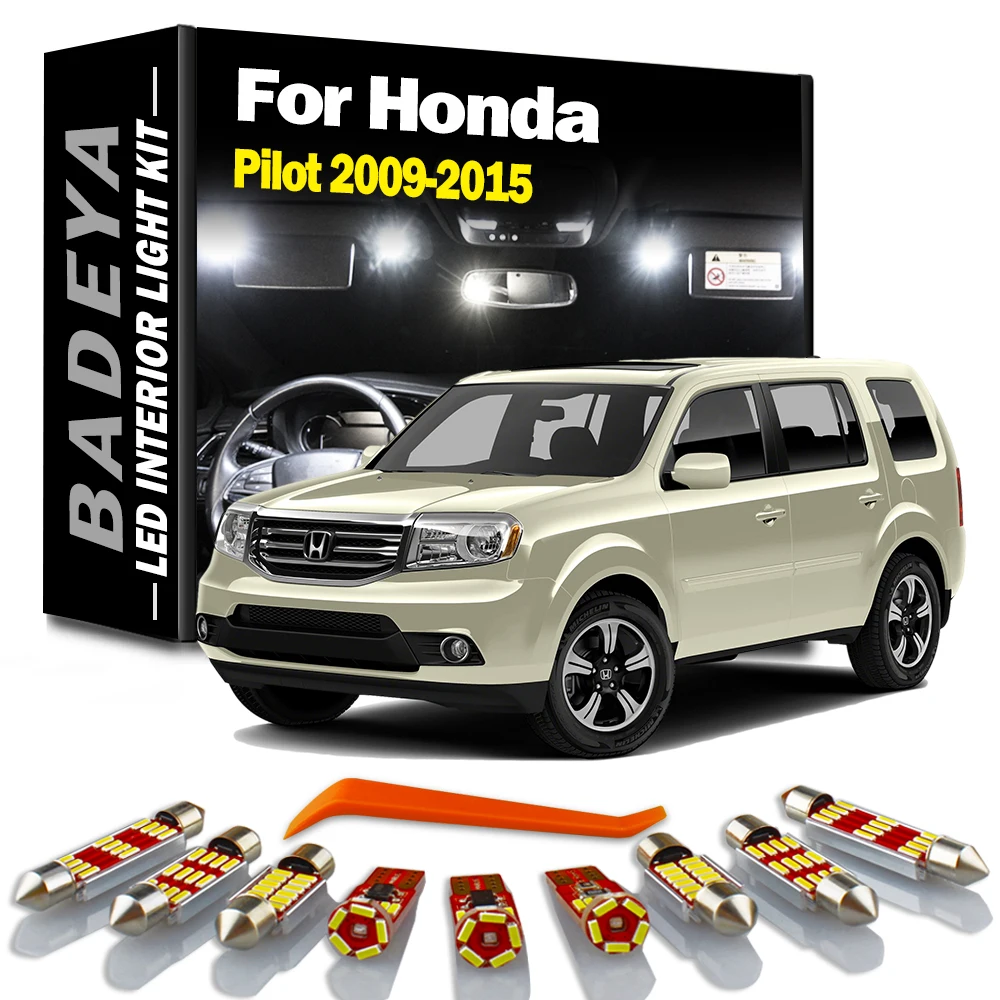 BADEYA 19Pcs LED Interior Door Light Kit Canbus For Honda Pilot 2009 2010 2011 2012 2013 2014 2015 Vanity Mirror Reading Lamp