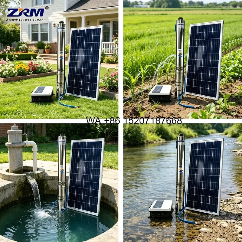 Wmwmnu 4 Inch 4000W 520V 4000RPM AC DC Solar Submersible Water Pump for Deep Well Agricultural Irrigation Home Water Supply