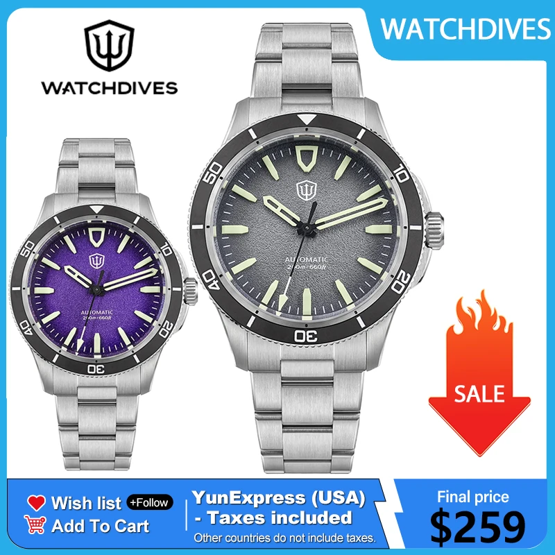 Watchdives WD0019 Premier Men Watches ST2130 Automatic Movement 316L Stainless Steel Watch Sapphire LumiNova Adjustable Clasp