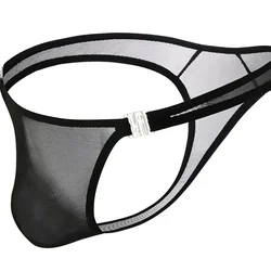 Tanga Sexy de tiro bajo para hombre, ropa interior transpirable con botón, bragas de Color sólido, lencería, 1 unidad