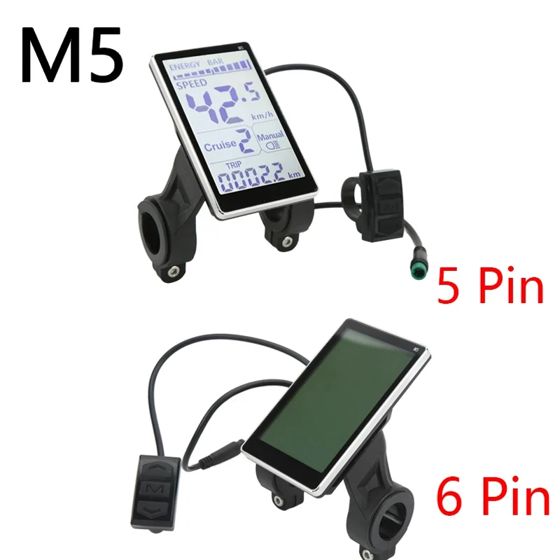 

Новый 24 В 36 В 48 В 60 В Универсальный ЖК-дисплей для электрического велосипеда 5-контактный/6-контактный ЖК-экран для электронного скутера M5 для электрических велосипедов 31,8 22,2 мм