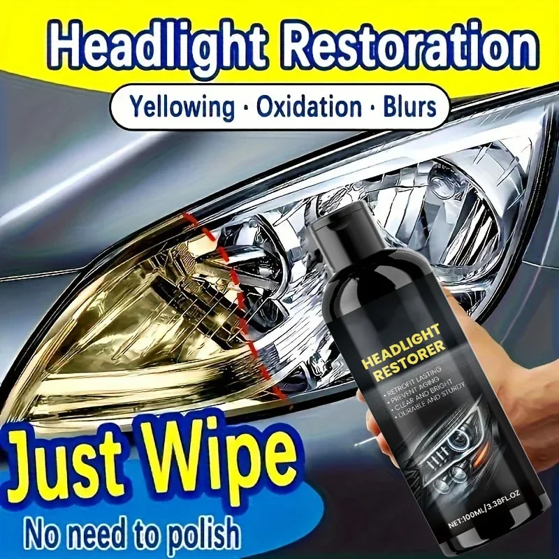 Headlight Restoration Kit - Plastic Applicator Included, Clear Headlight Repair Solution for Oxidation, Blurring & Yellow