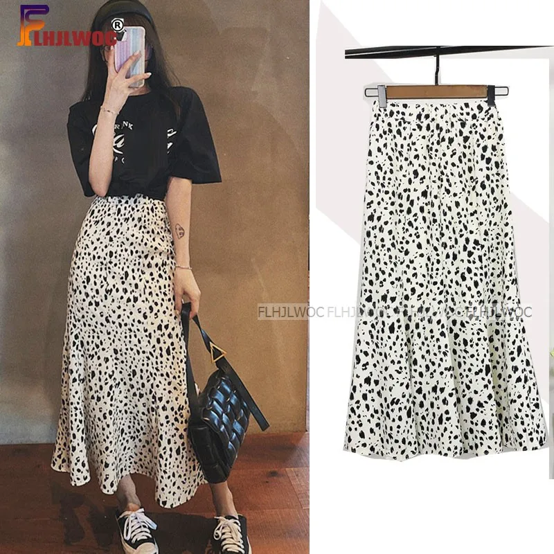 Temperament Long Skirts 2020 Summer All-Match Streetwear Leopard Casual Elastic Waist Ruffled High Waist Skirt Flhjlwoc Vestido