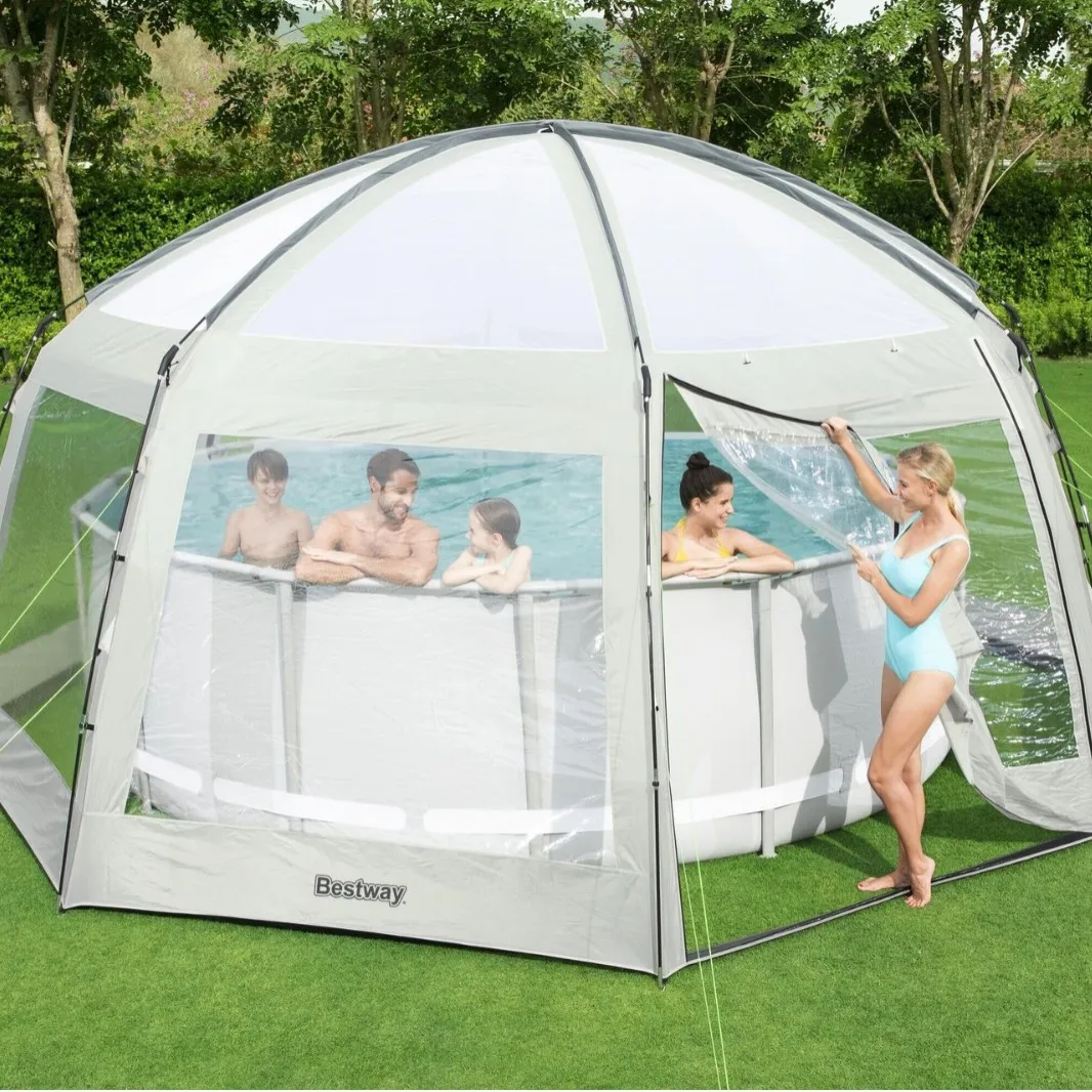 Round swimming pool rainproof sunscreen tent oversized sunshade foldable household outdoor portable pool tent