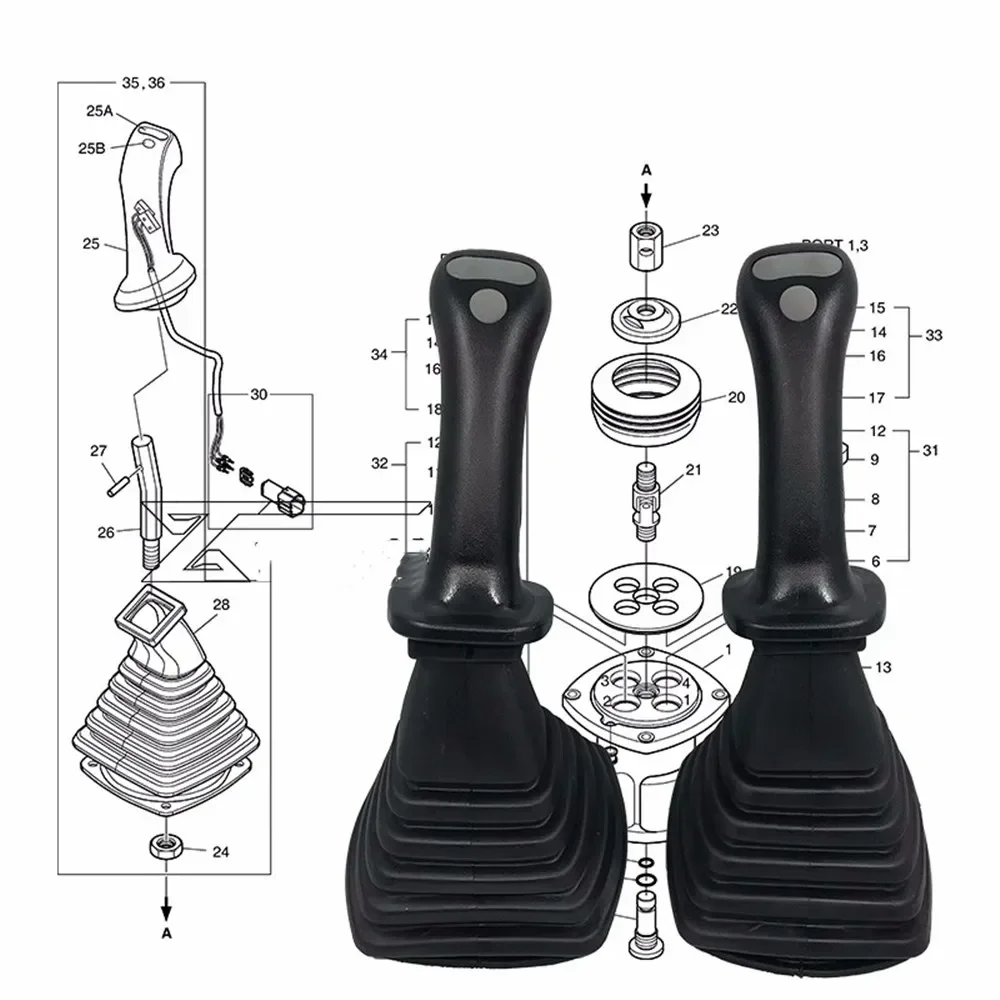 K9001130 (L.H) K9001131 (R.H) Handle Joystick Assy Fit Excavator DX140LC DX140W DX160LC DX170W DX225LC 300LC340LC 420LC 520LC