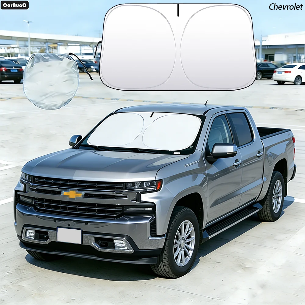 

Car Windshield Sun Shade For Chevrolet Silverado 1500 2500HD 3500HD 2007-2024 Sunshade Sun Visor Protector UV Heat Shield