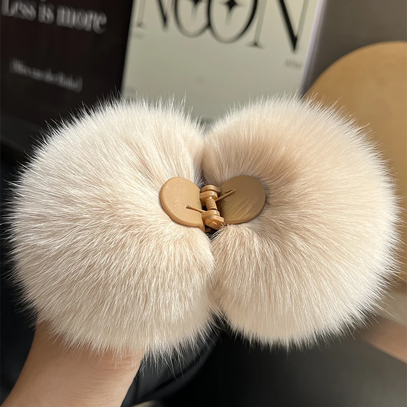 

Новая милая заколка для волос из натурального лисьего меха, большой размер, заколка для волос, коготь, женские элегантные темпераментные заколки для волос из натурального меха, модные аксессуары для волос