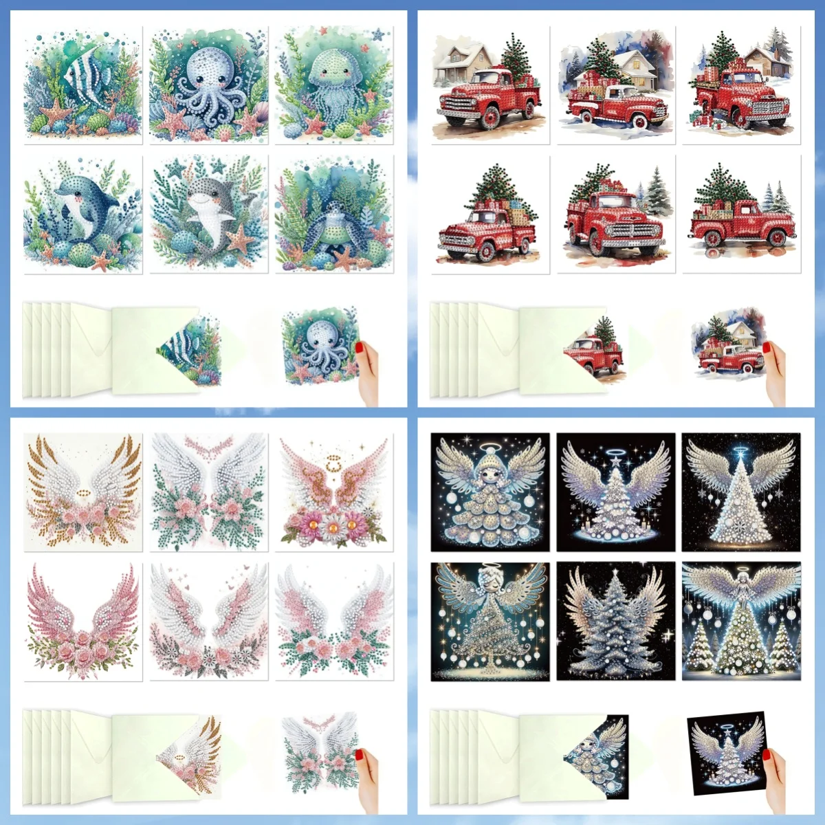 6 conjuntos de pintura de diamante com padrão animal DIY - cartões exclusivos para família e amigos, perfeitos para festas de fim de ano