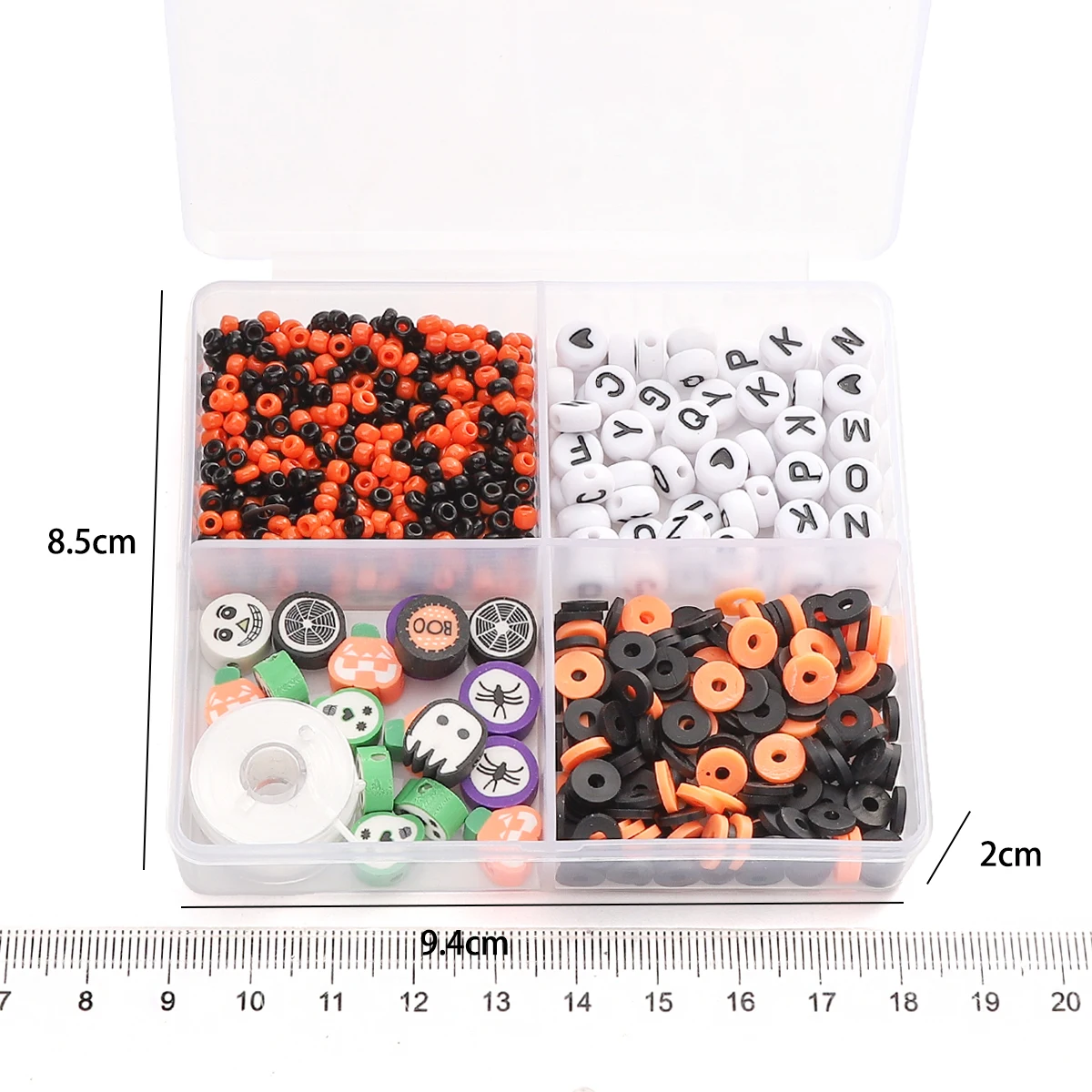 1Set/BagAbout915Pcs4 Grid Box Soft Pottery Letter Beads Halloween Set Handmade DIY Making Unique String Jewelry Accessories Mate