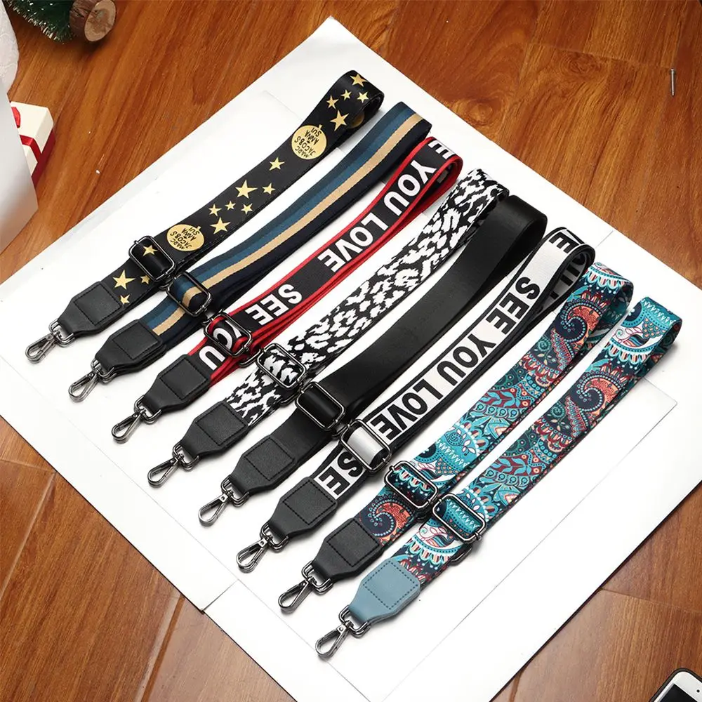 Adjustable Nylon Bag Strap Woman Colored Straps for Crossbody Messenger Shoulder Bag Accessories Embroidered Belts Straps