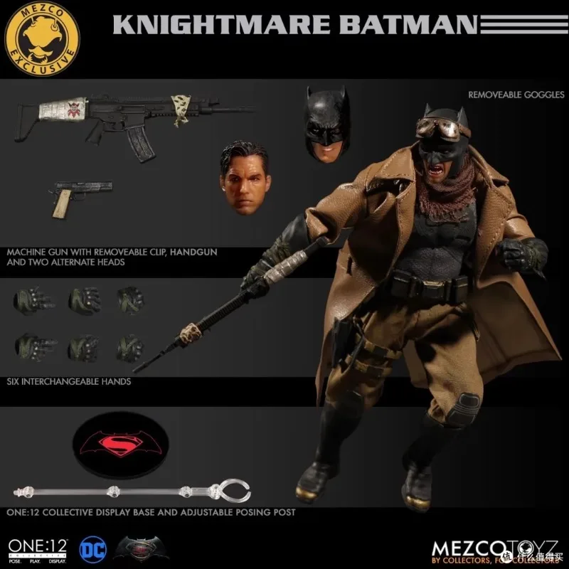 

Original Mezco ONE:12 Knightmare Batman Anime Action Figures Collection PVC Model Gift Toys