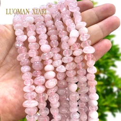 9-12MM Horizontal Rough Rose Quartz Natural Stone Loose Spacer Beads for Jewelry Making Diy Bracelet Charms Accessories 15''