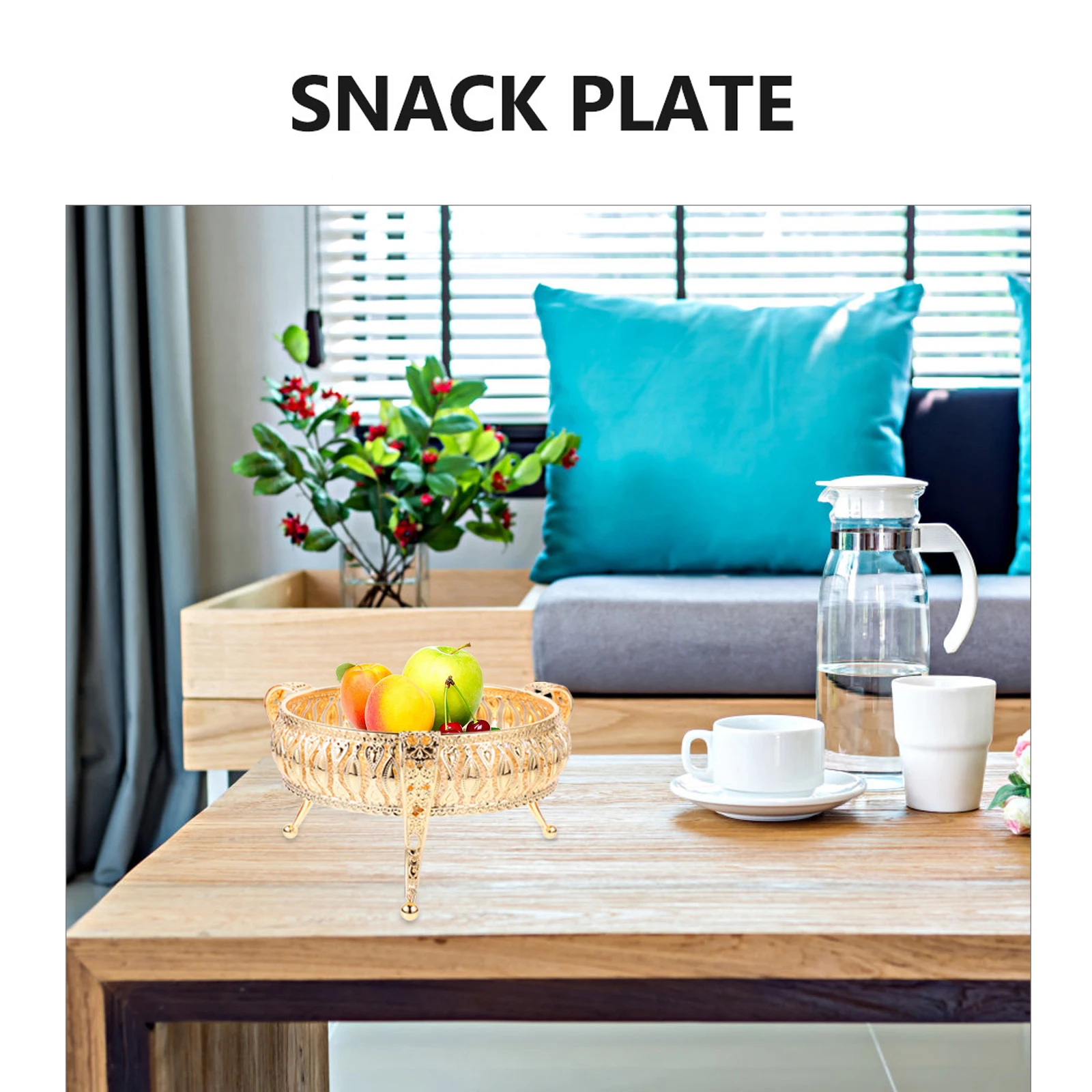 

European-style Metal Fruit Tray Food Storage Dessert Plate Snack Vintage Serving Dish Party Stainless Steel Kitchen Appetizer