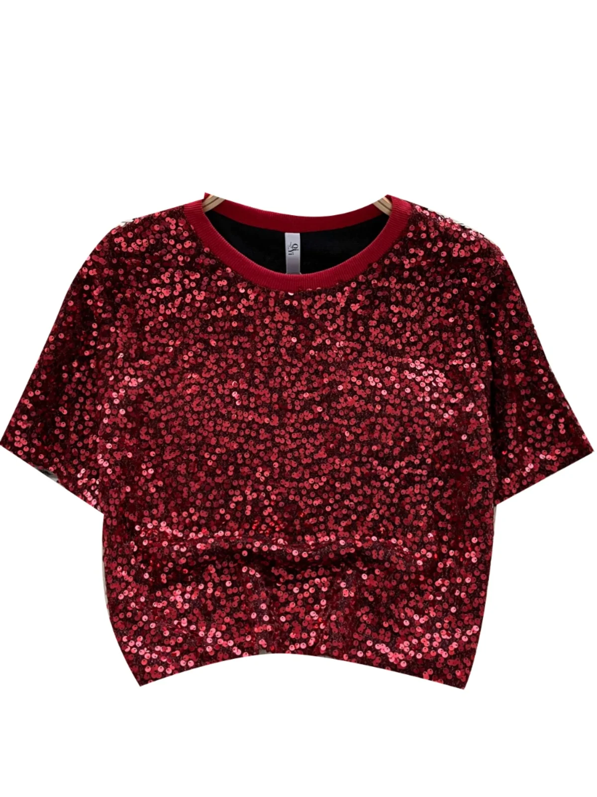 ort Sve T-Shirt Damen Pendeln Vielseitig Faion Round Ne Overhead Sparkling Top Sommer Trendy ort Sle Small irt