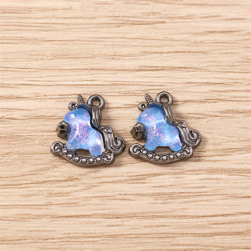 5 Stück 13x14mm Niedliche Kristall-Tier-Anhänger in Form von Pferden für die Schmuckherstellung, Ohrhänger, Halsketten, Armbänder, DIY-Bastelzubehör – Detail 14