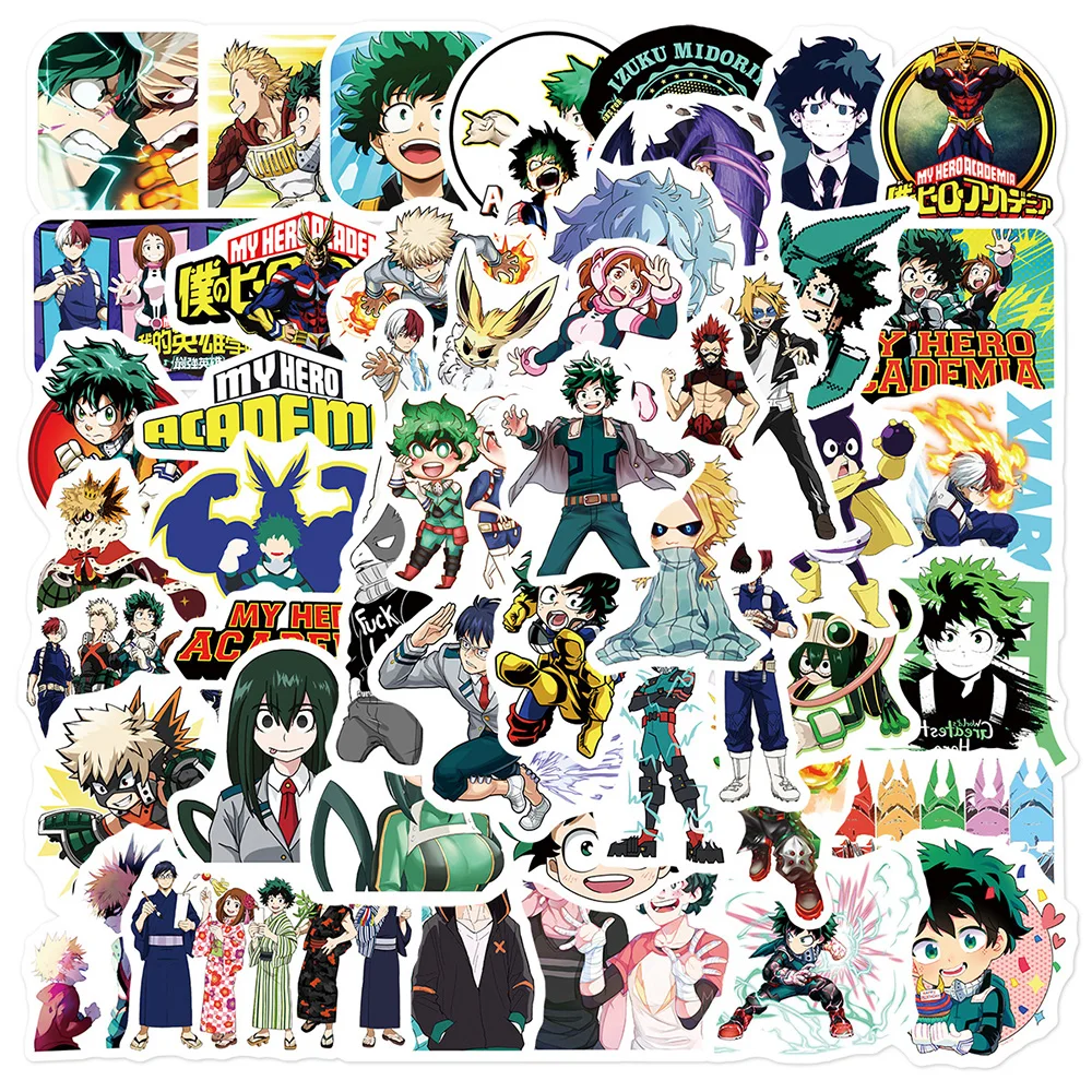 

10/30/50pcs My Hero Academia Cartoon Stickers Anime Kid DIY Decals Toy Skateboard Luggage Phone Classic Cool Manga Sticker Pack